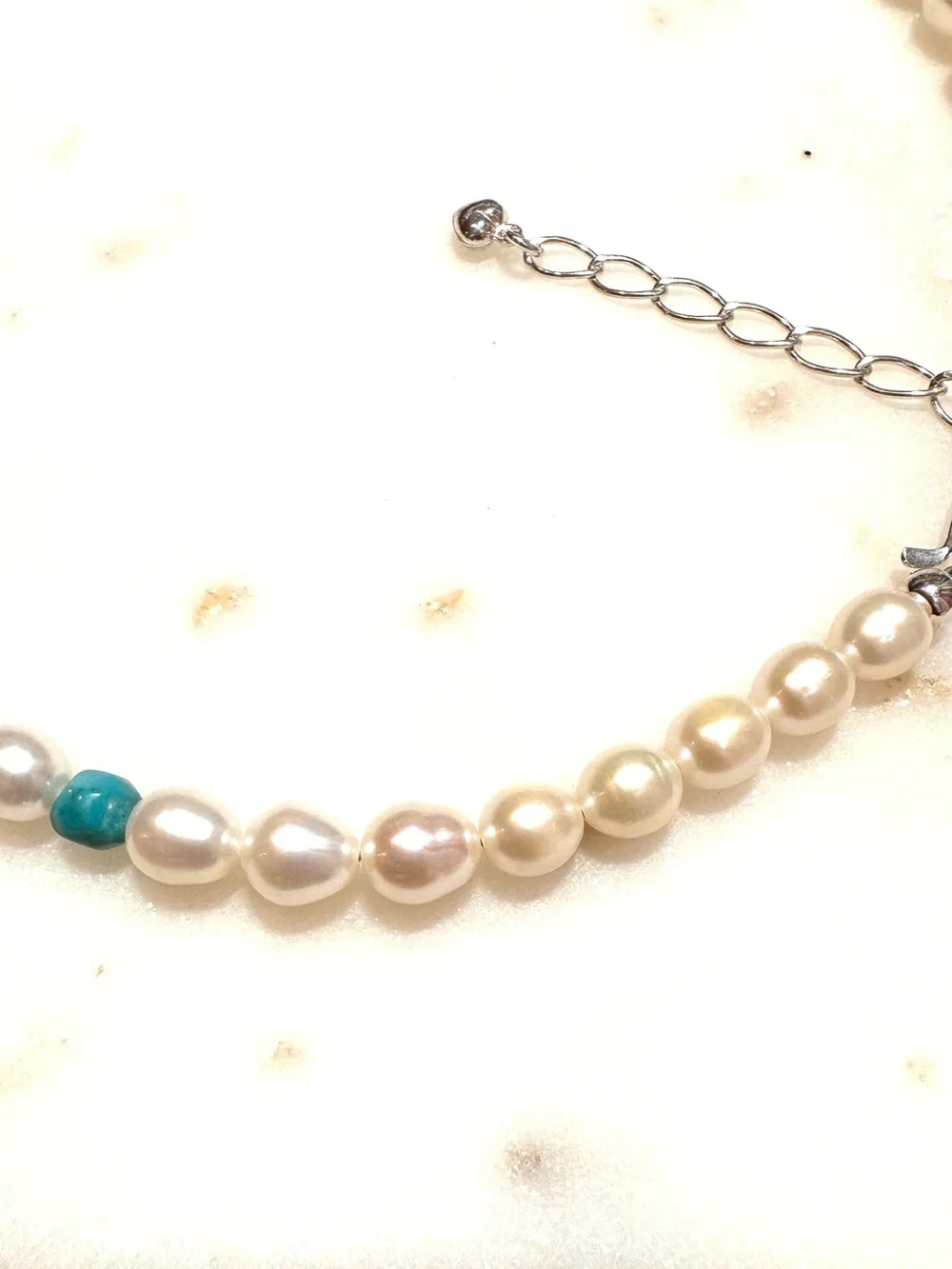 Jay King Off White Baroque Freshwater Pearl with Turquoise Beads Sterling Silver